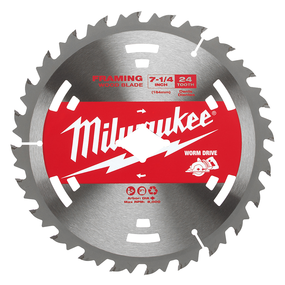 48-41-0713 Framing Worm Drive Circular Saw Blade, 7-1/4 in Dia, 5/8 in Arbor, Carbide Blade, 24 Teeth