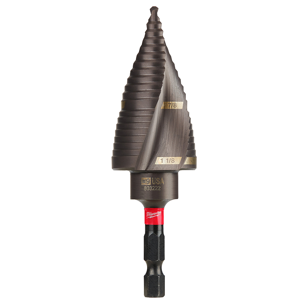 48-89-9249 Shockwave Impact Duty Impact Step Drill Bit, 7/8 in Dia Min Hole, 1-1/8 in Dia Max Hole, 2 Steps, Titanium, 2 Hole Sizes, 1/4 in Shank
