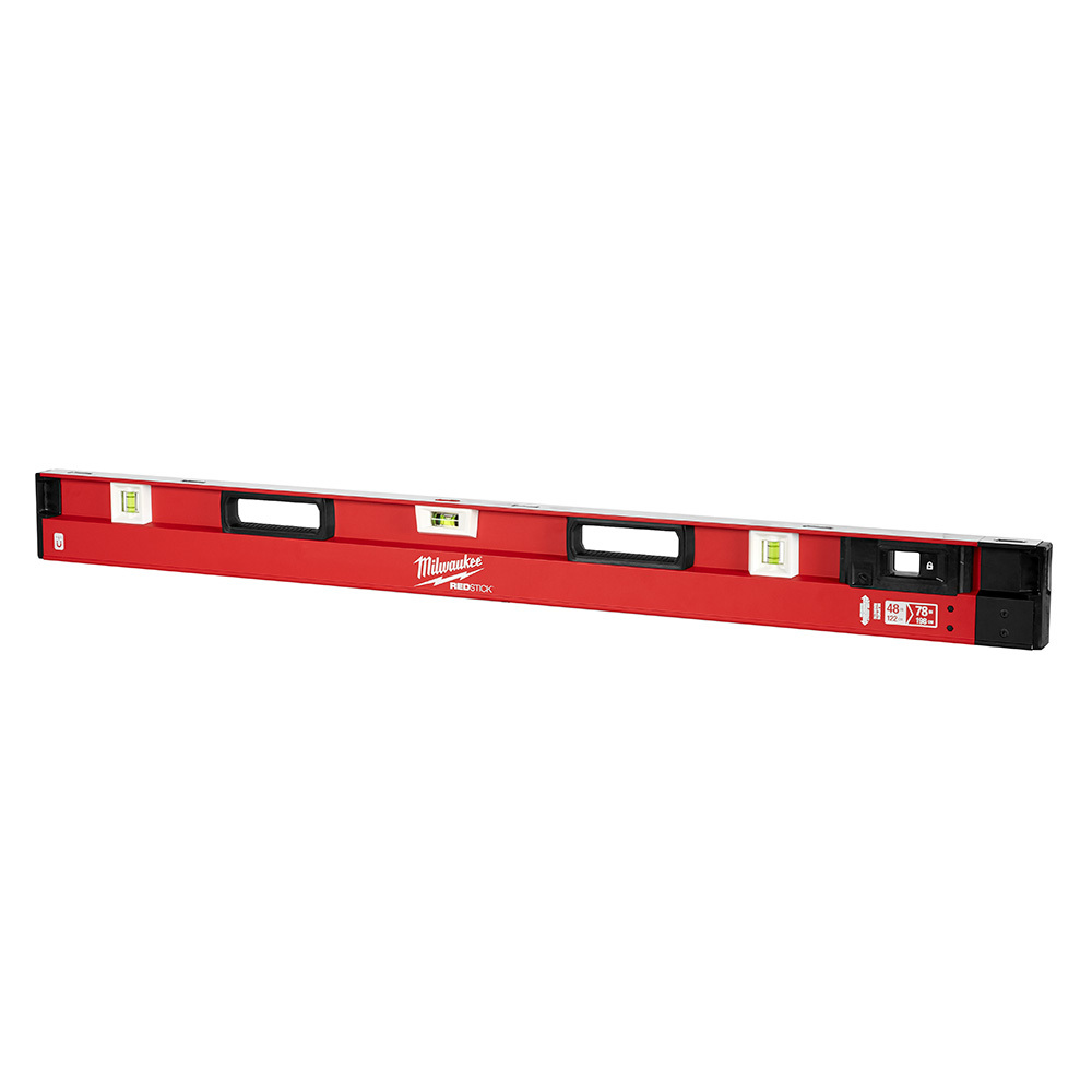 MLXPM78 Redstick I-Beam Magnetic Expandable Level, 47.99 in L, 3 Vials, Aluminum, 0.029 deg Accuracy