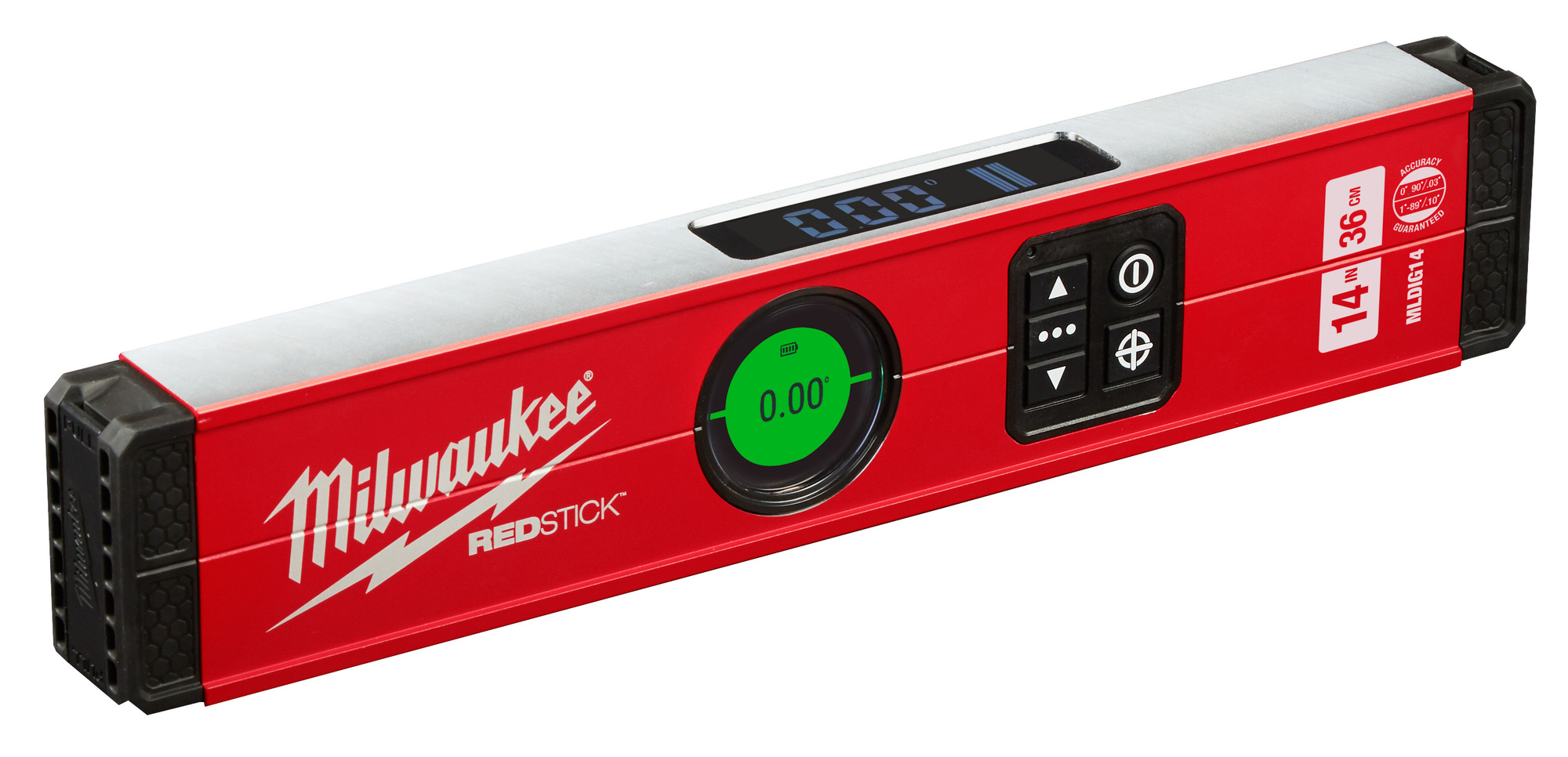 MLDIG14 Redstick Digital Box Beam Level, 14 in L, Aluminum, 0 deg, 90/0.03 deg, 1 to 89/0.1 deg Accuracy