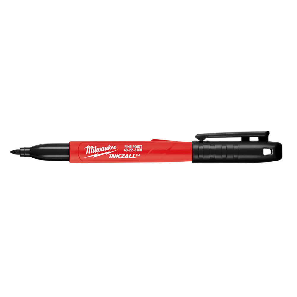 48-22-3209 Inkzall 12-Piece Permanent Marker, Fine Tip, Plastic, Black