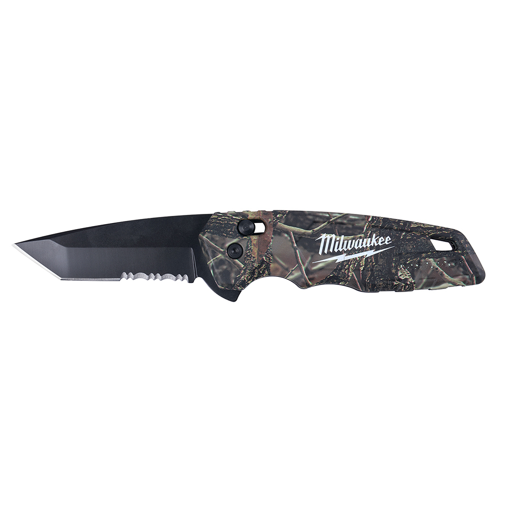 48-22-1535 Fastback Spring Assisted Folding Knife, Stainless Steel Tanto Blade, Serrated Edge, Slide-Lock Opening