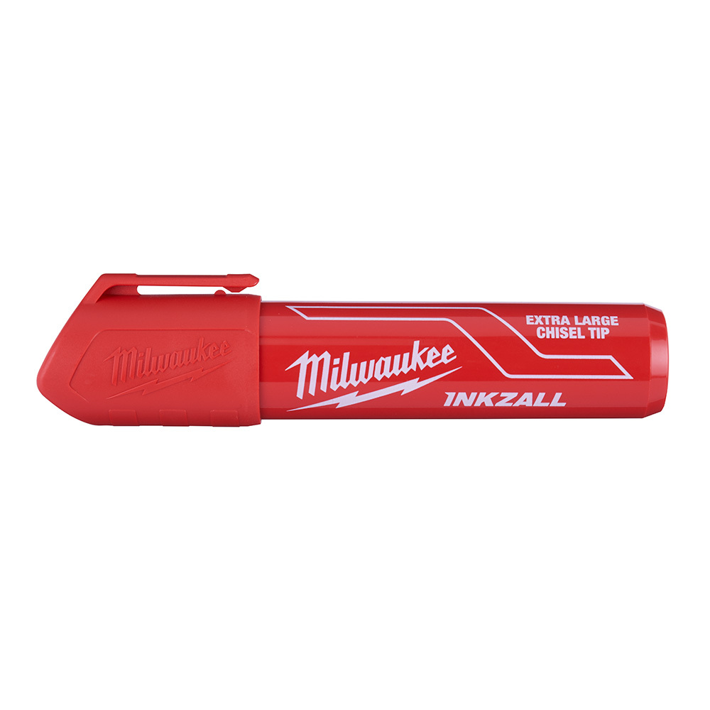 48-22-3266 Inkzall 12-Piece Permanent Marker, Chisel Tip, Plastic, Red