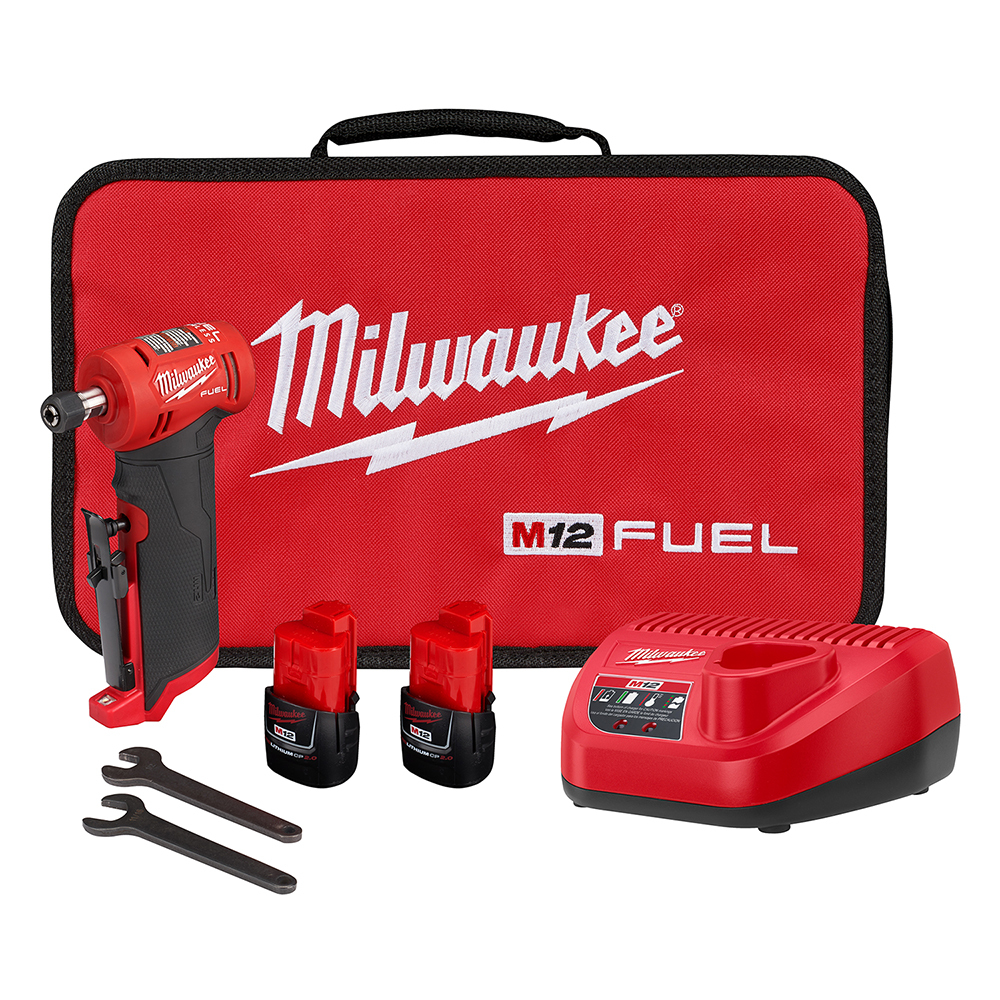 2485-22 M12 Fuel Right Angle Cordless Die Grinder Kit, 12 V, 2 Ah Li-Ion Battery
