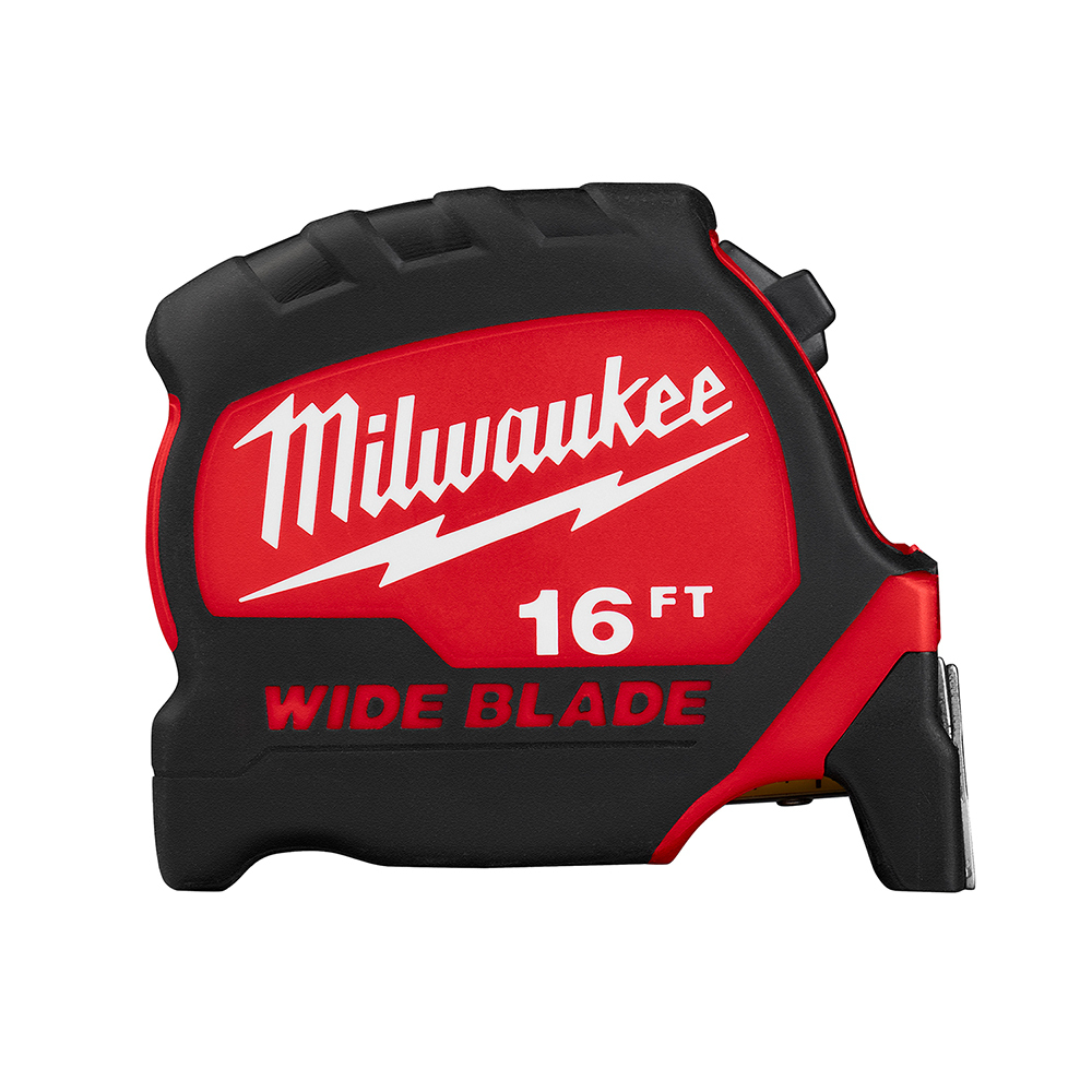 48-22-0216 Magnetic Wide Measuring Tape With Belt Clip, 16 ft L x 1-5/16 in W Blade, Steel Blade, 1/16 in, 1/8 in, 1/4 in, 1/2 in, 1 ft Graduation