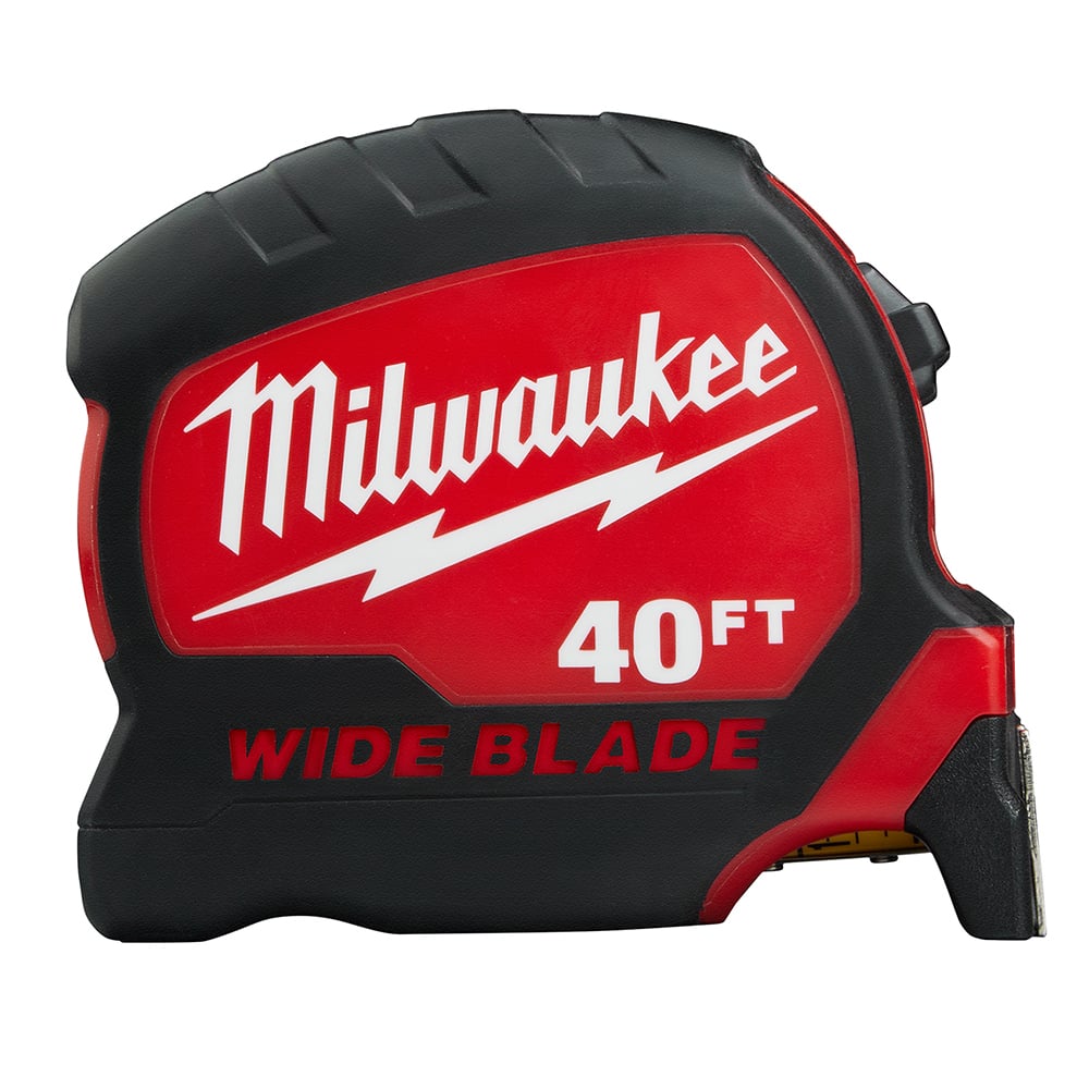 48-22-0240 Magnetic Wide Measuring Tape With Belt Clip, 40 ft L x 1-5/16 in W Blade, Steel Blade, 1/16 in, 1/8 in Graduation