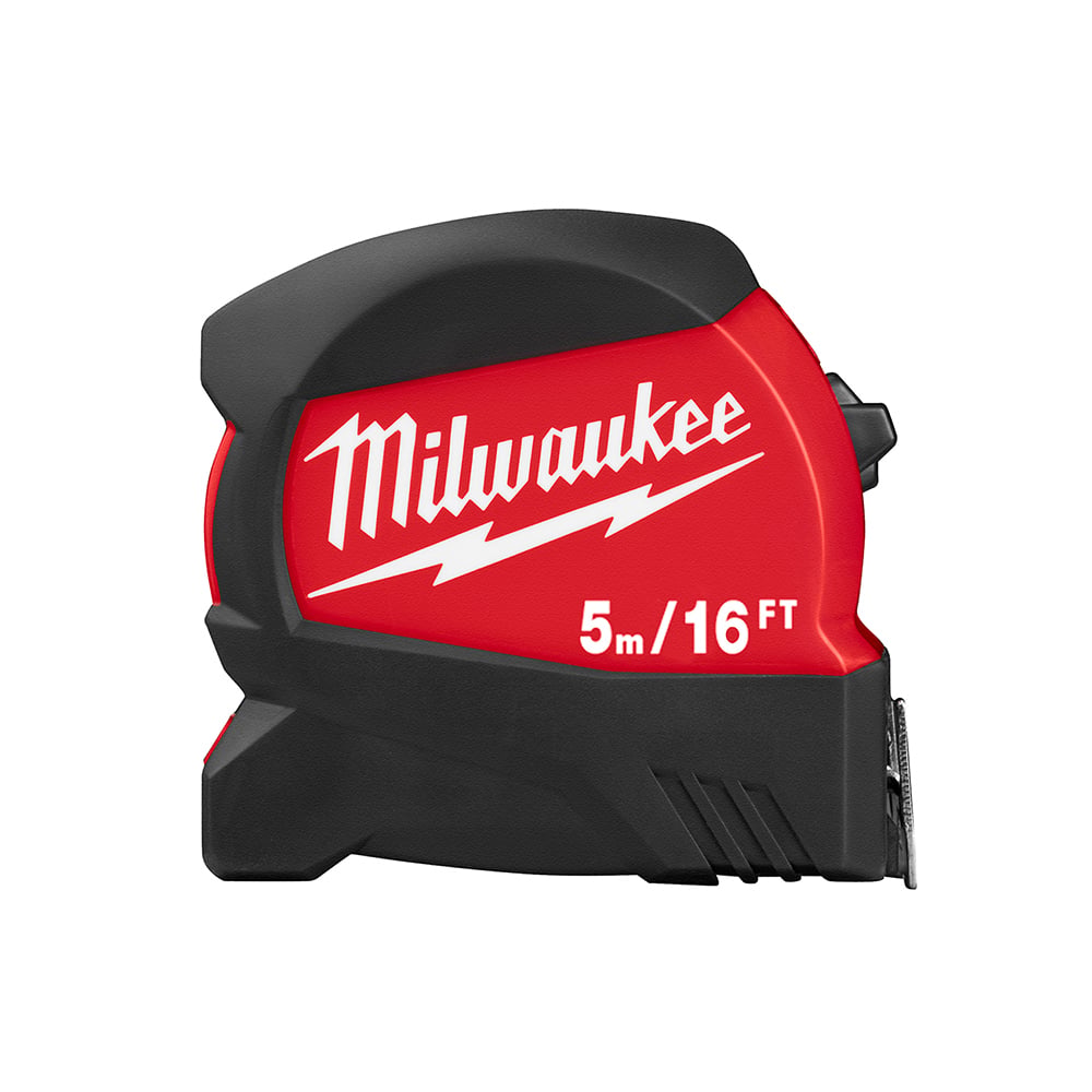 48-22-0417 Compact Wide Measuring Tape With Belt Clip, 16 ft L x 1-1/8 in W Blade, Steel Blade, 1/16 in, 1/8 in, 1/4 in, 1/2 in, 1 ft, 1 mm, 1 cm, 1 m Graduation