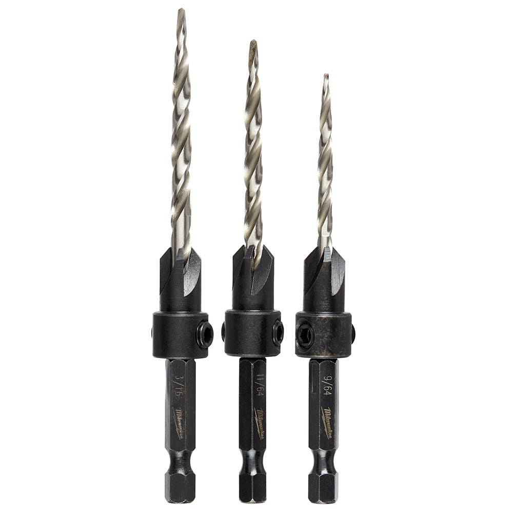 48-13-5003 Countersink Bit Set, 3 Pieces, For Use With Drill Drivers, HSS