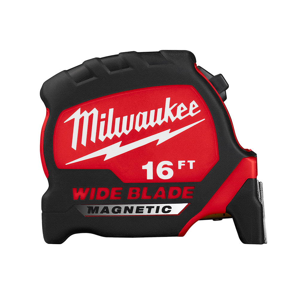48-22-0216M Magnetic Wide Measuring Tape With Belt Clip, 16 ft L x 1-5/16 in W Blade, Steel Blade, 1/16 in, 1/8 in, 1/4 in, 1/2 in, 1 ft Graduation