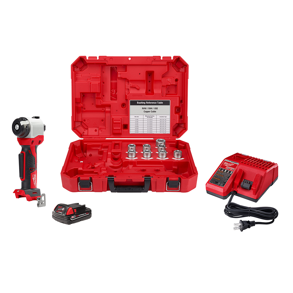 2935X-21 M18 Fuel Cordless Cable Stripper Kit, 1/0 AWG to 750 kcmil Copper Cutting, 18 V, Li-Ion Battery