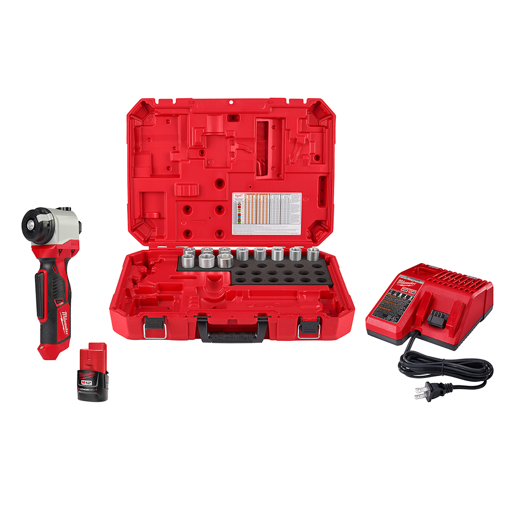 2435AL-21 M12 Fuel Cordless Cable Stripper Kit, 1/0 AWG to 750 kcmil Aluminum Cutting, 12 V, Li-Ion Battery