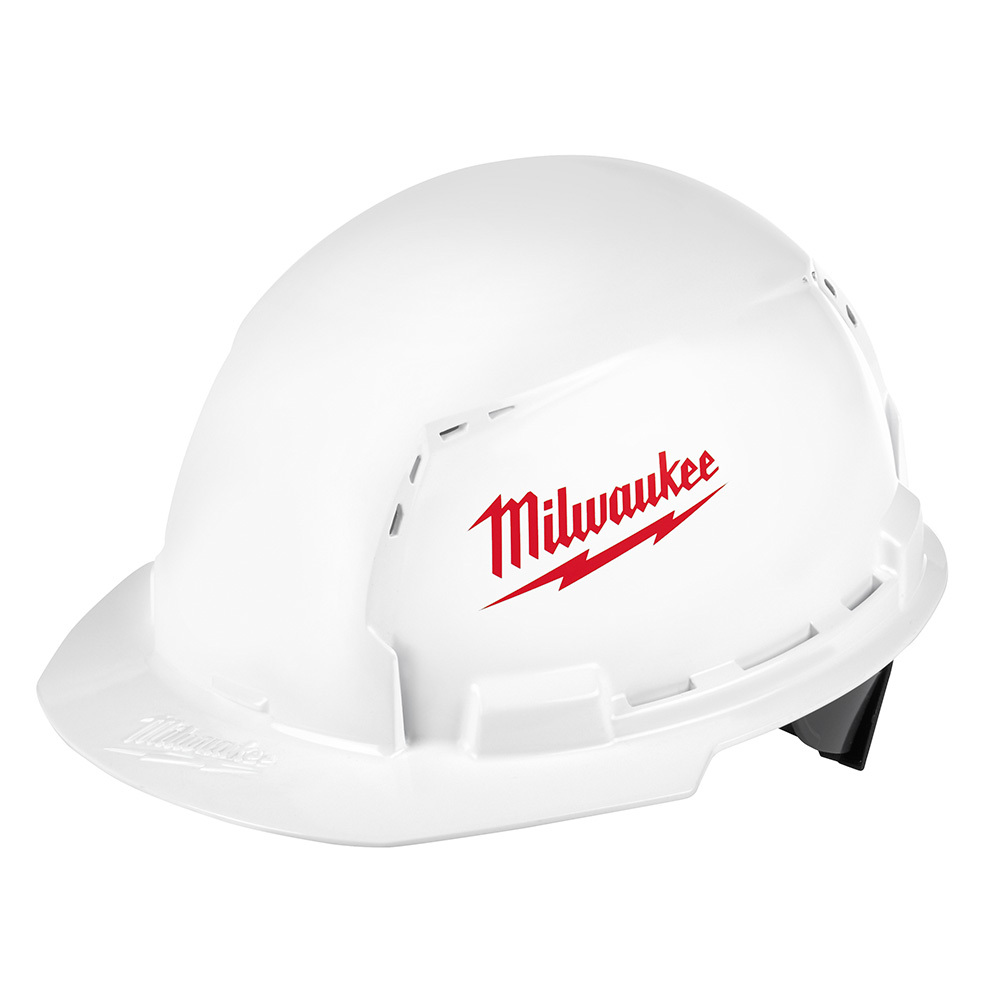 48-73-1000 Front Brim Vented Hard Hat With BOLT Accessories, Polyethylene, Ratchet Suspension, ANSI Electrical Class Rating: Class C, ANSI Impact Rating: ANSI/ISEA Z89.1 Type I, Large Logo Graphics, Quick Adjustment