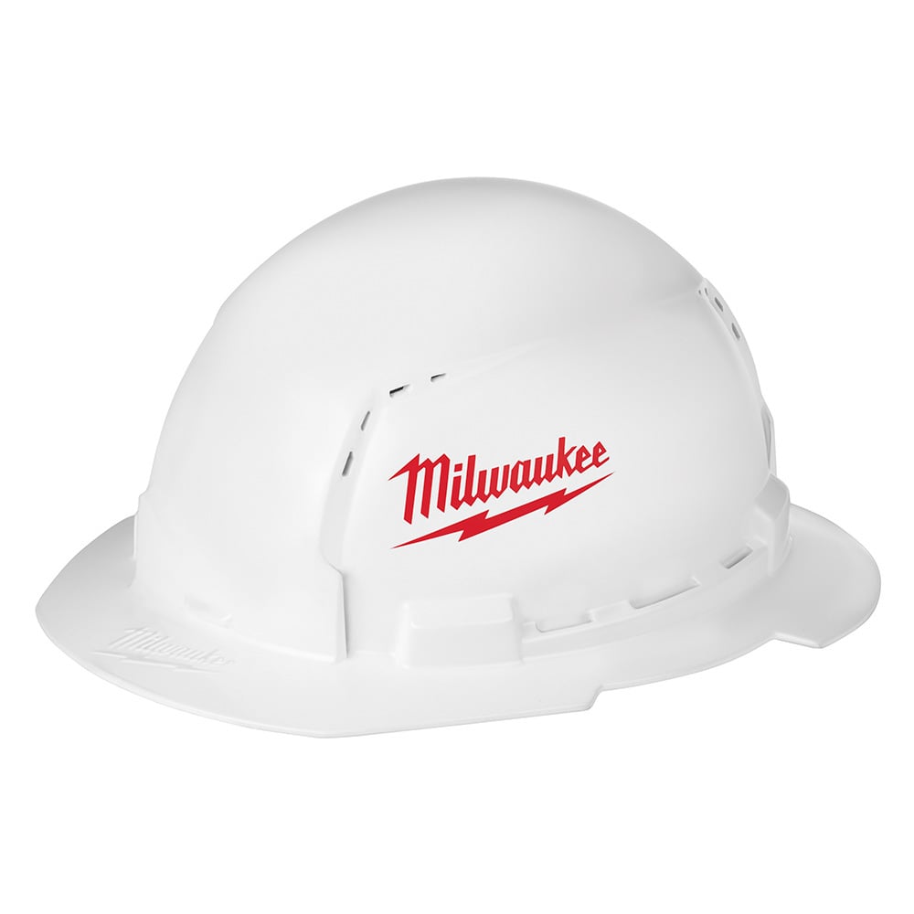 48-73-1010 Full Brim Vented Hard Hat With BOLT Accessories, Polyethylene, Ratchet Suspension, ANSI Electrical Class Rating: Class C, ANSI Impact Rating: ANSI/ISEA Z89.1 Type I, Large Logo Graphics, Quick Adjustment