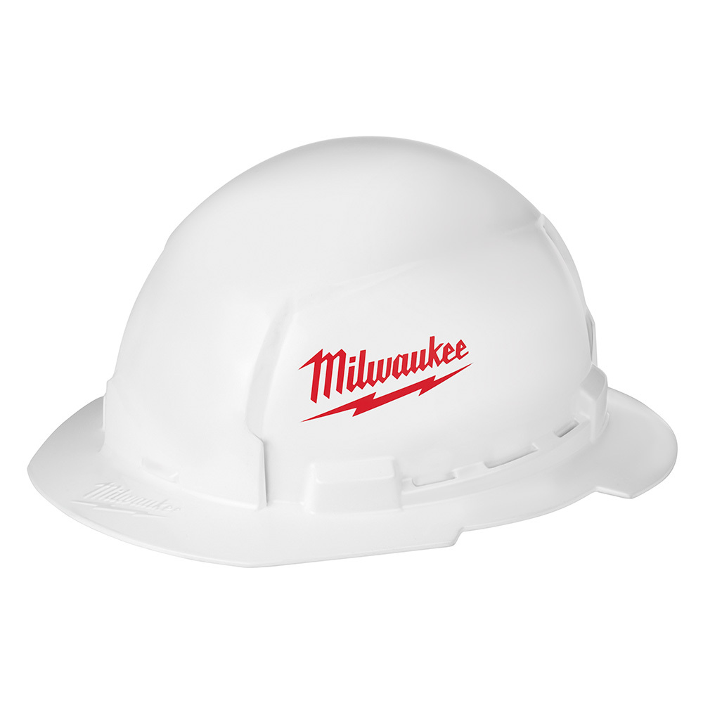 48-73-1030 Full Brim Unvented Hard Hat With BOLT Accessories, Polyethylene, Ratchet Suspension, ANSI Electrical Class Rating: Class E, ANSI Impact Rating: ANSI/ISEA Z89.1 Type I, Large Logo Graphics, Quick Adjustment