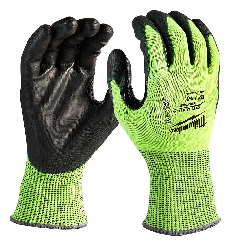 48-73-8941B High Visibility Cut-Resistant Gloves, M, Nitrile Coating, Polyurethane, Knit Wrist Cuff, Resists: Abrasion, Cut, Puncture and Tear, ANSI Cut-Resistance Level: A4, ANSI Puncture-Resistance Level: A3