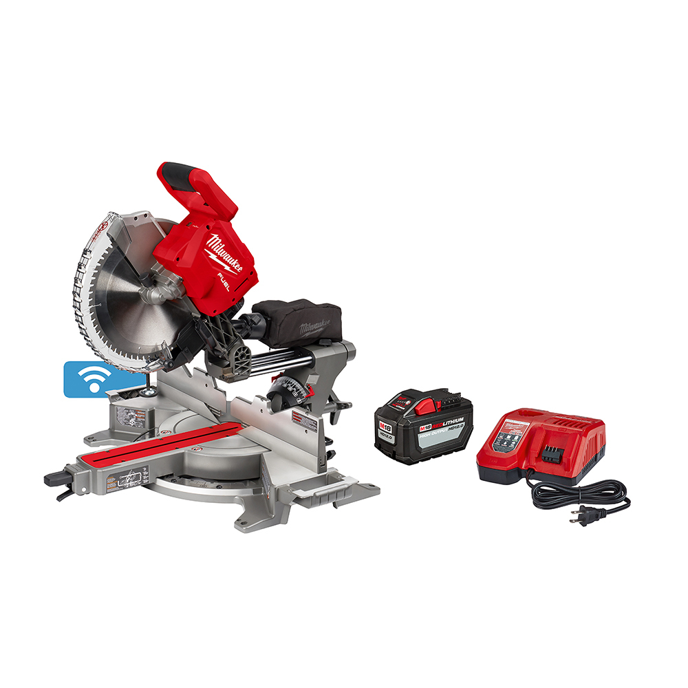 2739-21HD M18 Fuel Dual Bevel Cordless Compound Miter Saw Kit, 12 in Blade, 1 in Arbor/Shank, 6-3/4 in Vertical Against Fence, 7-1/2 in Vertical Nested Crown, 2 x 14 90 deg Cross Cut/45 deg Bevel Cross Cut, 8 in 45 deg Miter Cross Cut Cutting