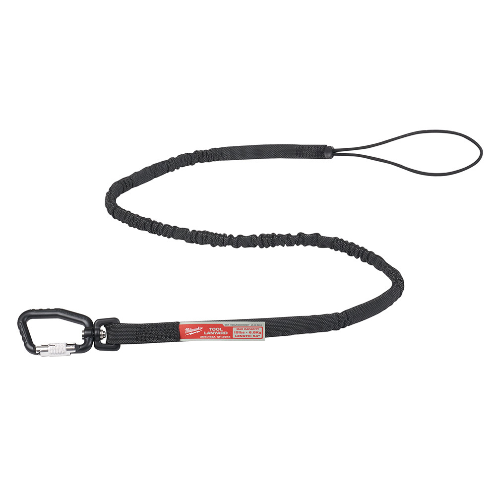 48-22-8816 Extended Reach Locking Tool Lanyard, 15 lb Capacity, Double Locking Carabiner Connection, Nylon/Rubber