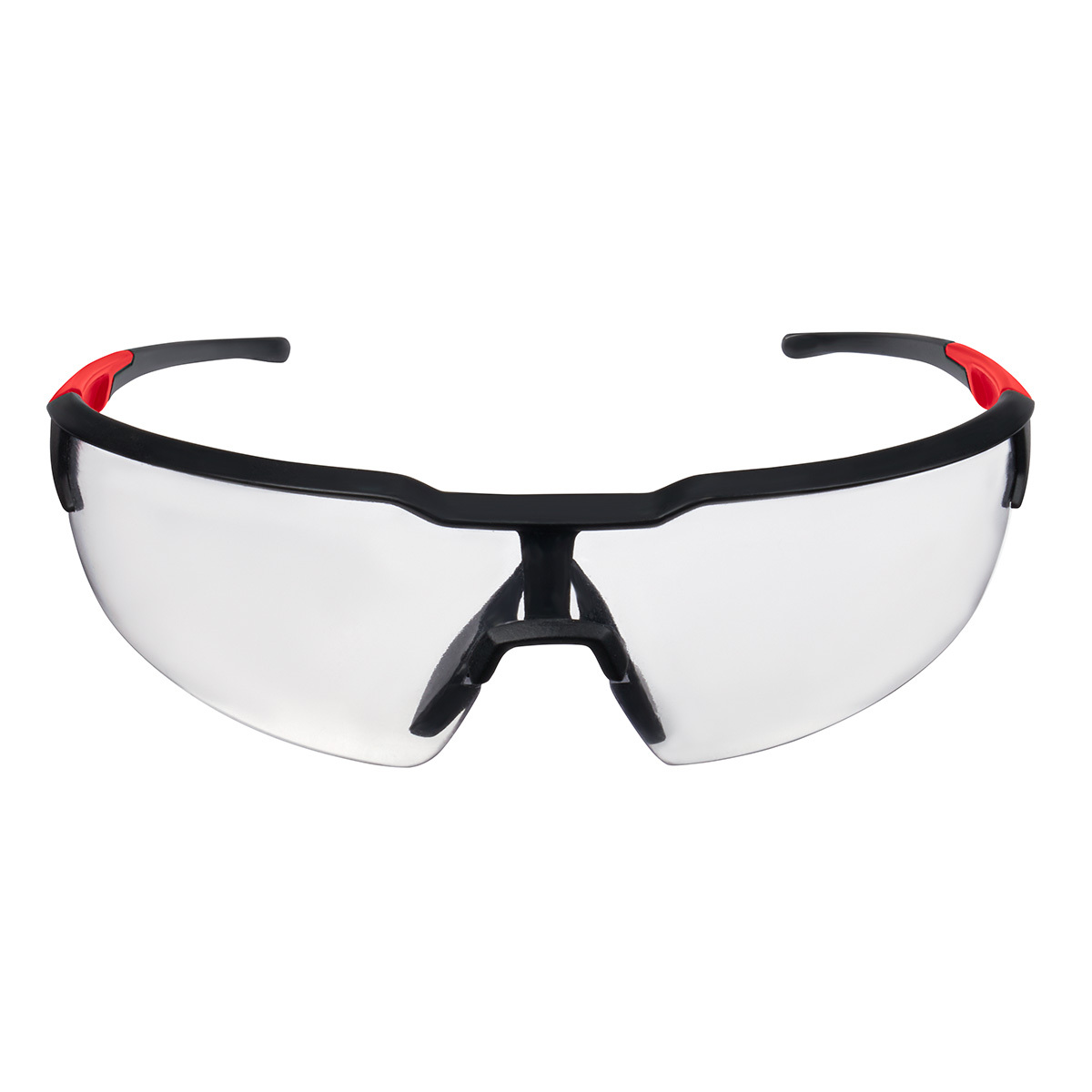 48-73-2000 Safety Glasses, Anti-Fog/Anti-Scratch, Clear Lens, Frameless Frame, Black/Red, Plastic Frame, Polycarbonate Lens, ANSI Z87.1+