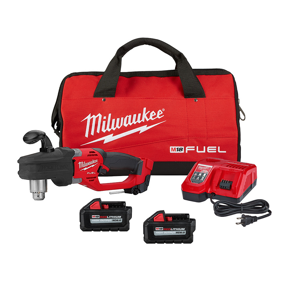 2807-22 M18 FUEL Hole Hawg Cordless Right Angle Drill Kit, 1/2 in Keyed Chuck, 18 V, 1550 rpm No-Load, 15.6 in OAL, Li-Ion Battery
