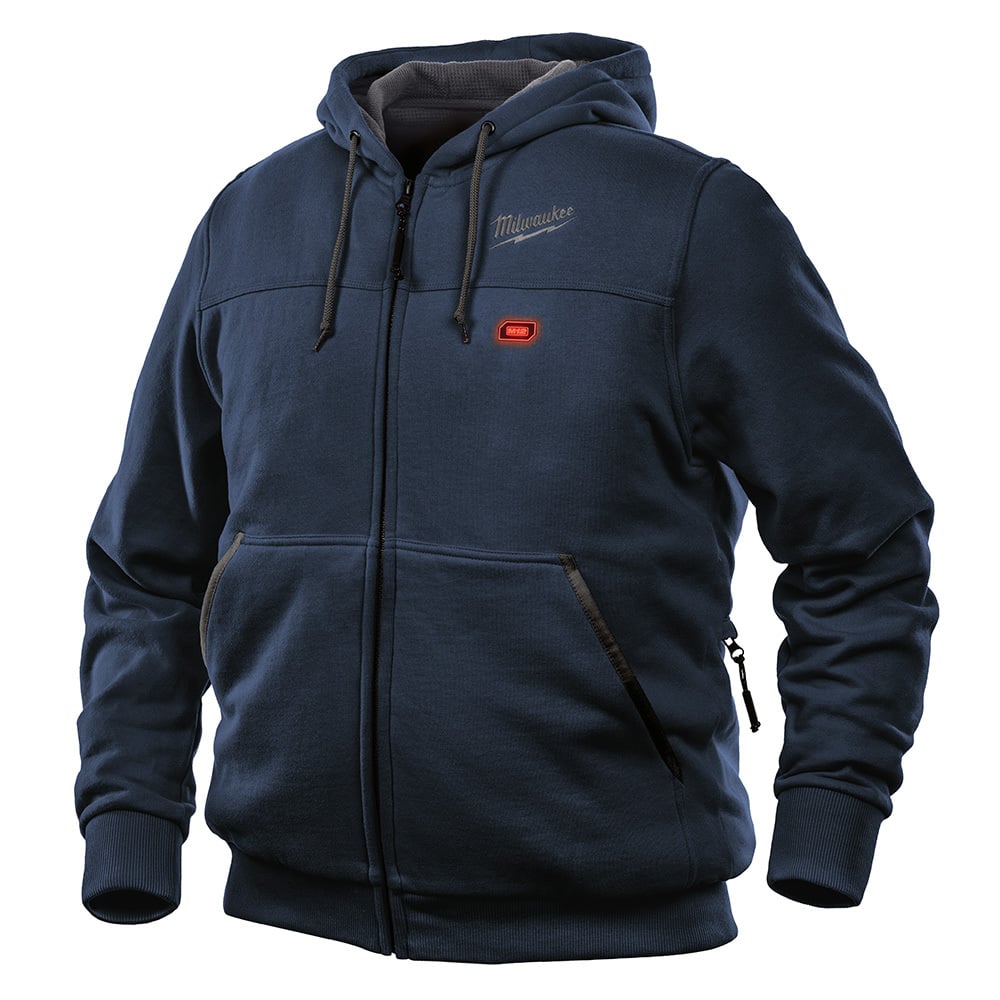 302BL-20L M12 Cordless Insulated Heated Hoodie Only, L, Navy Blue, Cotton/Brushed Tricot/Toughshell Stretch Polyester/Waffle Weave Thermal Lining, 42 to 44 in Chest, Resists: Water and Wind