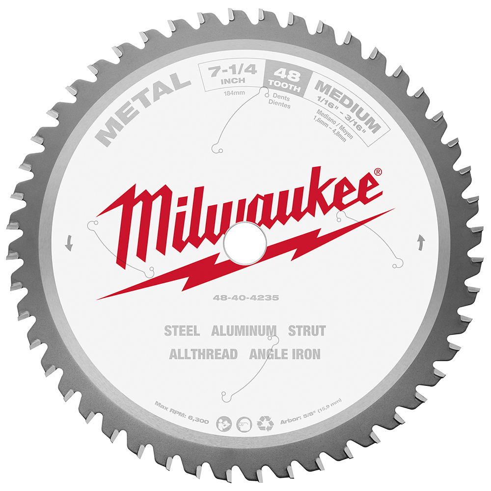48-40-4235 Laser-Cut Circular Saw Blade, 7-1/4 in Dia x 0.05 in THK, 5/8 in Arbor, 48 Teeth