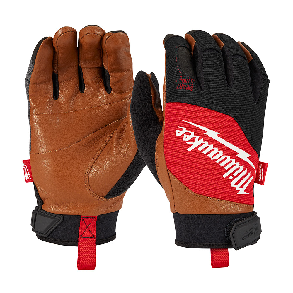 48-73-0023 Anti-Slip Performance Glove, Mechanic, XL, Leather, Black/Brown/Red