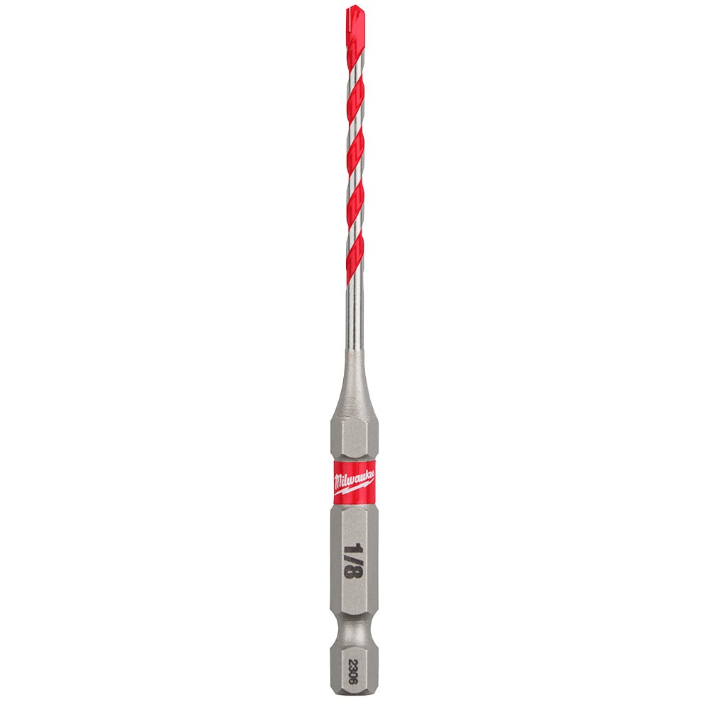 48-20-9000 SHOCKWAVE Single Ended Hammer Drill Bit, 1/8 in Drill Bit, 1/4 in Hex Shank, 2 in D Cutting, Carbide Cutting Edge, 3-1/2 in OAL