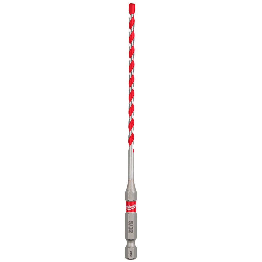 48-20-9001 SHOCKWAVE Single Ended Hammer Drill Bit, 0.1562 in Drill Bit, 1/4 in Hex Shank, 4 in D Cutting, Carbide Cutting Edge, 6 in OAL