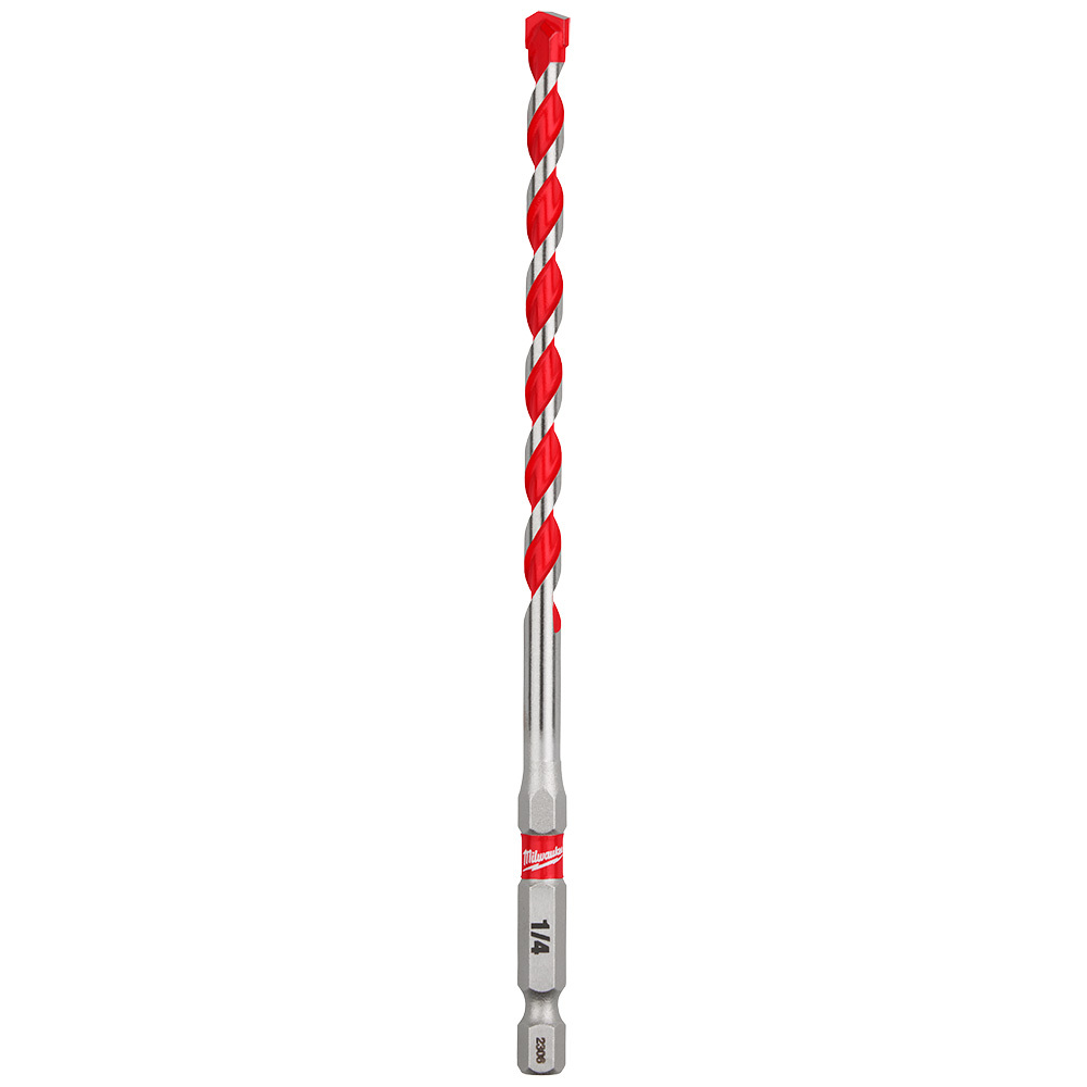 48-20-9011 SHOCKWAVE Single Ended Hammer Drill Bit, 1/4 in Drill Bit, 1/4 in Hex Shank, 4 in D Cutting, Carbide Cutting Edge, 6 in OAL