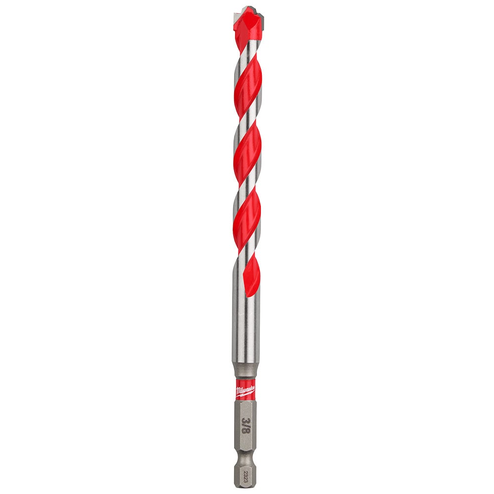 48-20-9021 SHOCKWAVE Single Ended Hammer Drill Bit, 3/8 in Drill Bit, 1/4 in Hex Shank, 4 in D Cutting, Carbide Cutting Edge, 6 in OAL