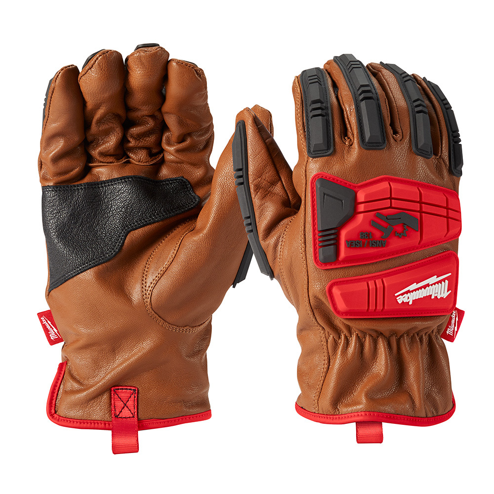 48-22-8773 High Visibility Work Gloves, XL, PVC/Top Grain Goatskin Leather, Slip-On Cuff, ANSI Cut-Resistance Level: 3
