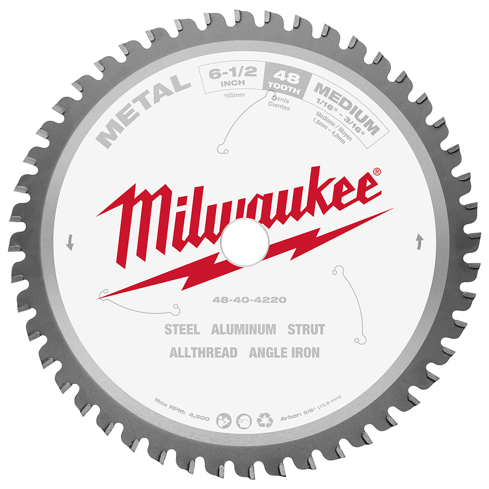 48-40-4220 Laser-Cut Circular Saw Blade, 6-1/2 in Dia x 0.05 in THK, 5/8 in Arbor, 48 Teeth
