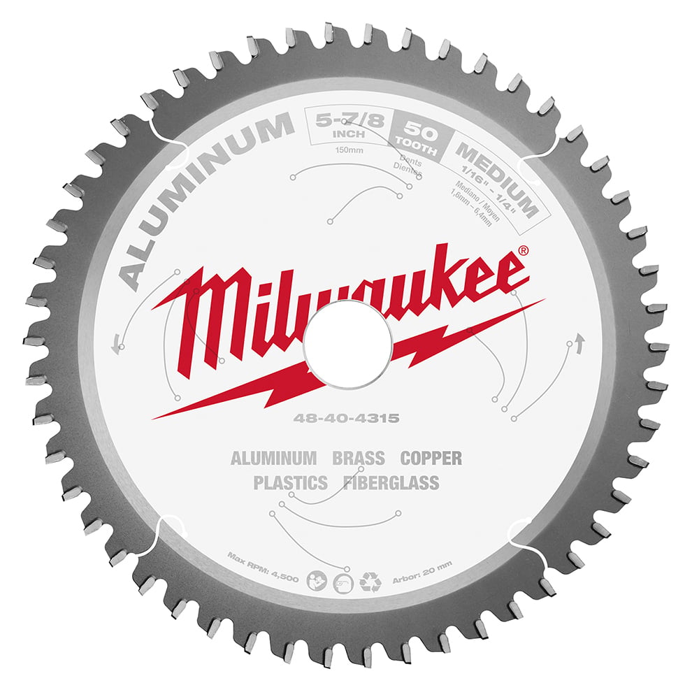 48-40-4315 Laser-Cut Circular Saw Blade, 5-7/8 in Dia x 0.05 in THK, 20 mm Arbor, 50 Teeth