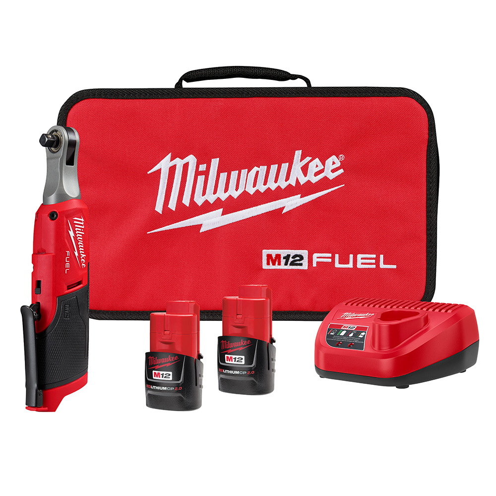 2567-22 M12 FUEL High-Speed Cordless Ratchet Kit, 3/8 in Drive, 0 to 35 ft-lb Torque, 0 to 450 rpm Speed, 12 V, Li-Ion Battery, 10.7 in OAL