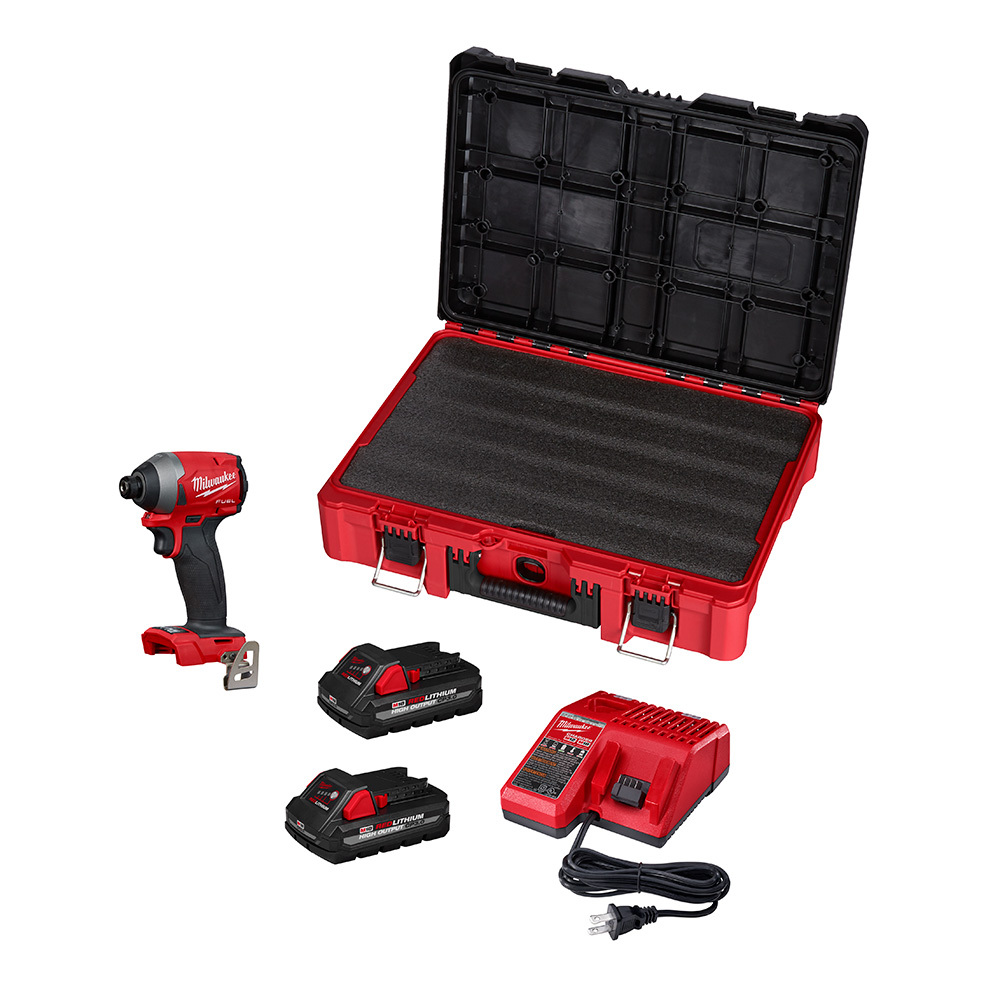 2853-22PO M18 FUEL Brushless Cordless Impact Driver Kit With PACKOUT Kit, 1/4 in Hex Drive, 4300 bpm, 2000 ft-lb Torque, 18 V