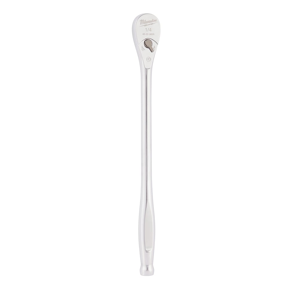 48-22-9005 Slim Profile Ratchet, 1/4 in Drive, 9 in OAL, Steel, Polished Chrome