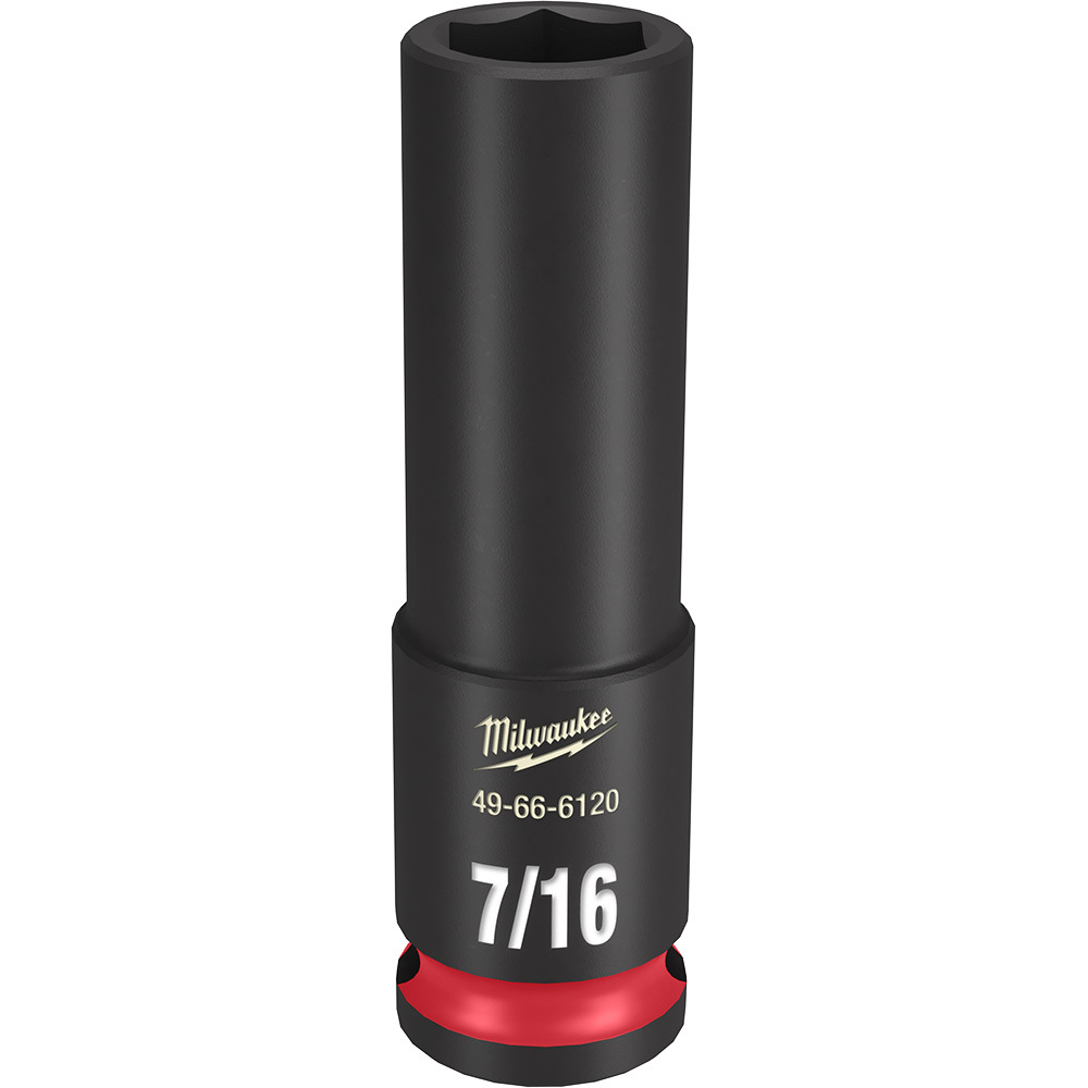 49-66-6120 Shockwave Impact Duty Socket, 3/8 in Hex Drive, 7/16 in Deep Socket, 6 Points