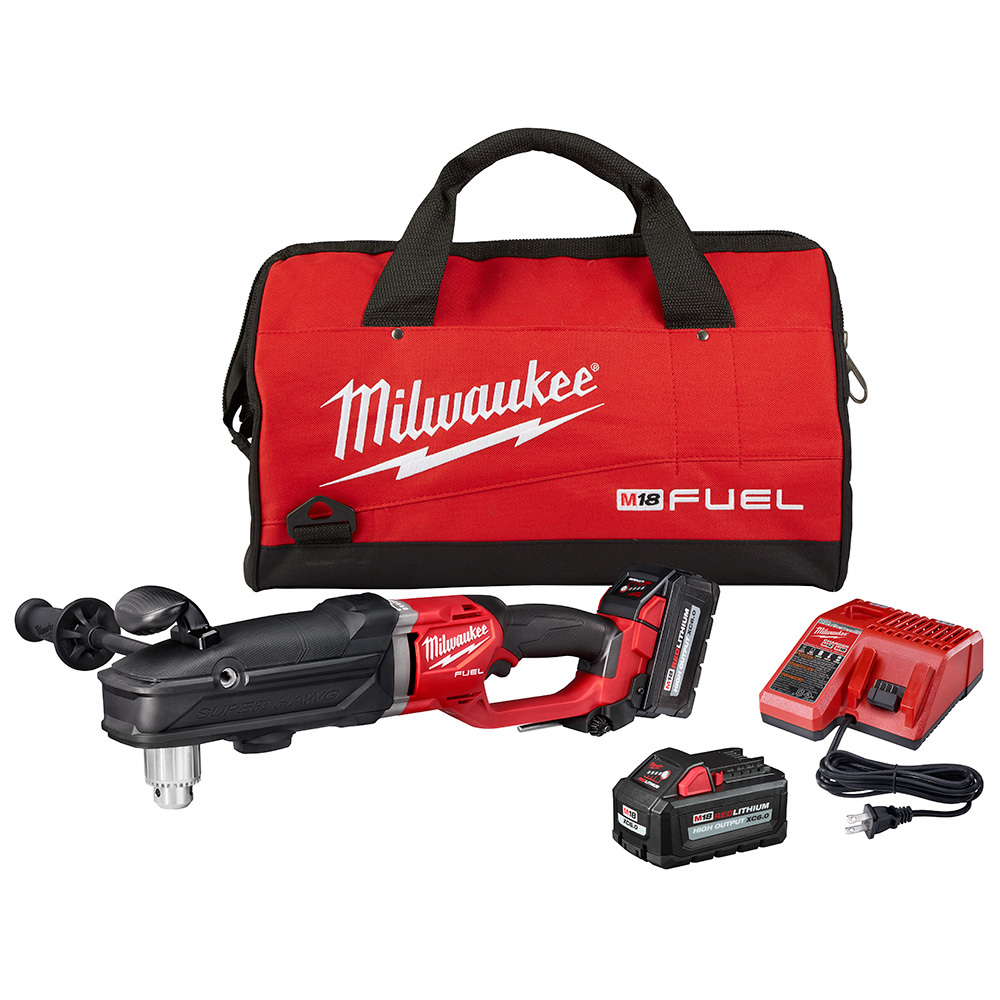 2809-22 M18 Fuel Super Hawg Cordless Right Angle Drill Kit, 1/2 in Keyed Chuck, 18 V, 1550 rpm No-Load, Li-Ion Battery