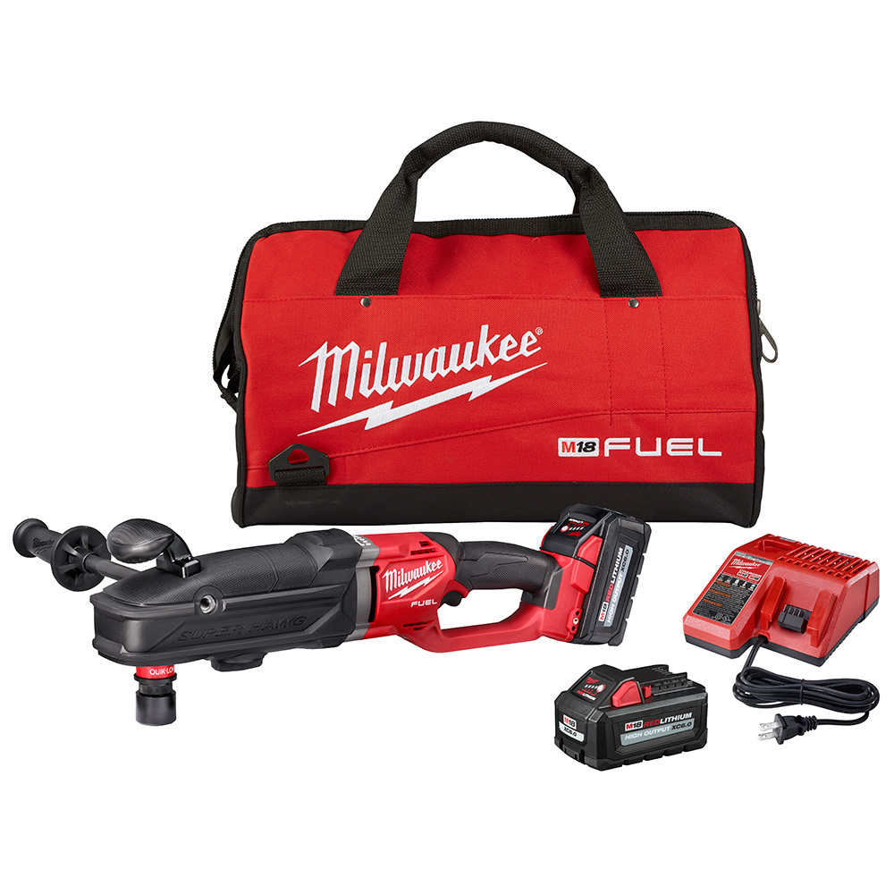 2811-22 M18 Fuel Super Hawg Cordless Right Angle Drill Kit, 1/2 in Keyless Chuck, 18 V, 1550 rpm No-Load, Li-Ion Battery