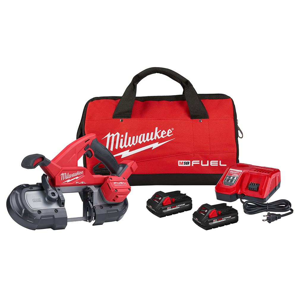 2829-22 M18 Fuel Compact Cordless Portable Band Saw, 3-1/4 in Cutting, 35-3/8 in L Blade, 18 V DC, 3 Ah Li-Ion Battery
