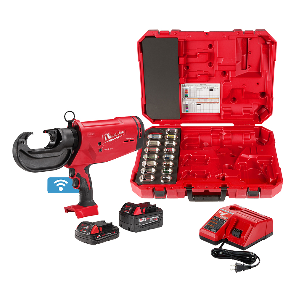 2779-750C M18 Force Logic Crimper Kit, 8 to 750 kcmil Crimping, 12/18 V, Li-Ion Battery, 16 in OAL