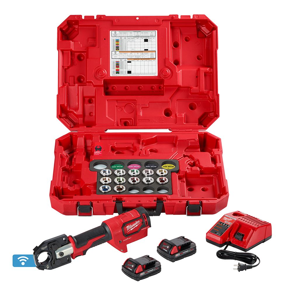 2679-350A M18 Force Logic Crimper Kit, 8 to 600 kcmil Crimping, 18 V, Li-Ion Battery, 14 in OAL