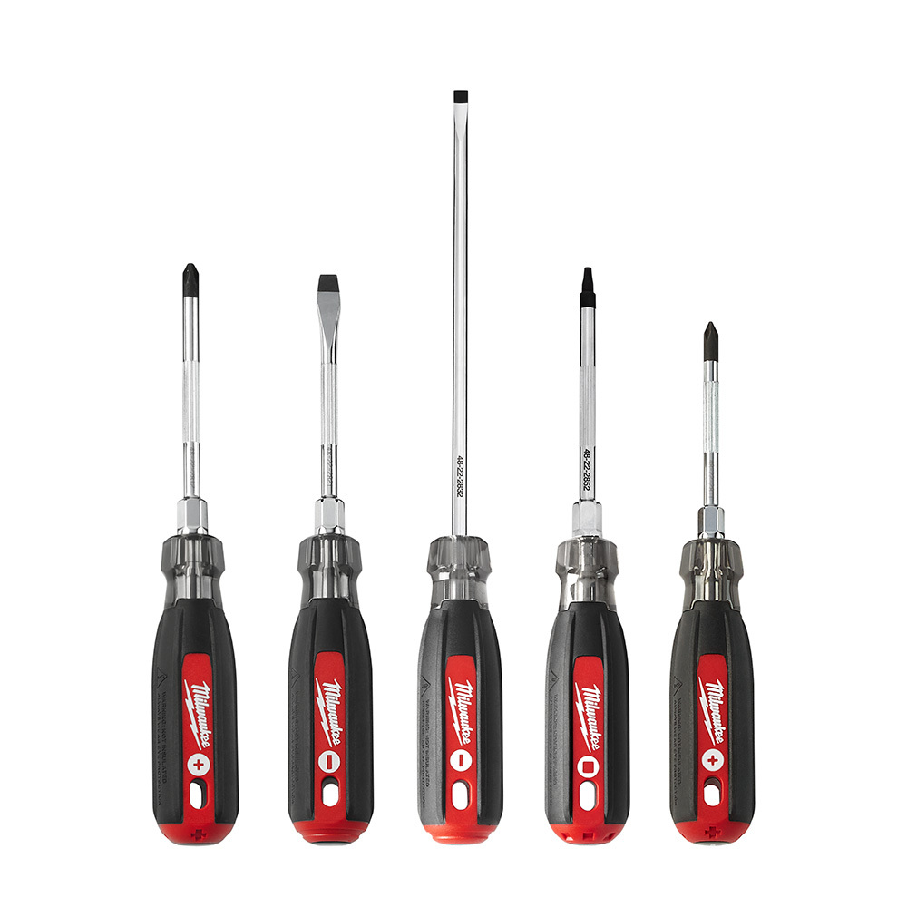 48-22-2885 Screwdriver Set, 5 Pieces, Plastic, Polished Chrome