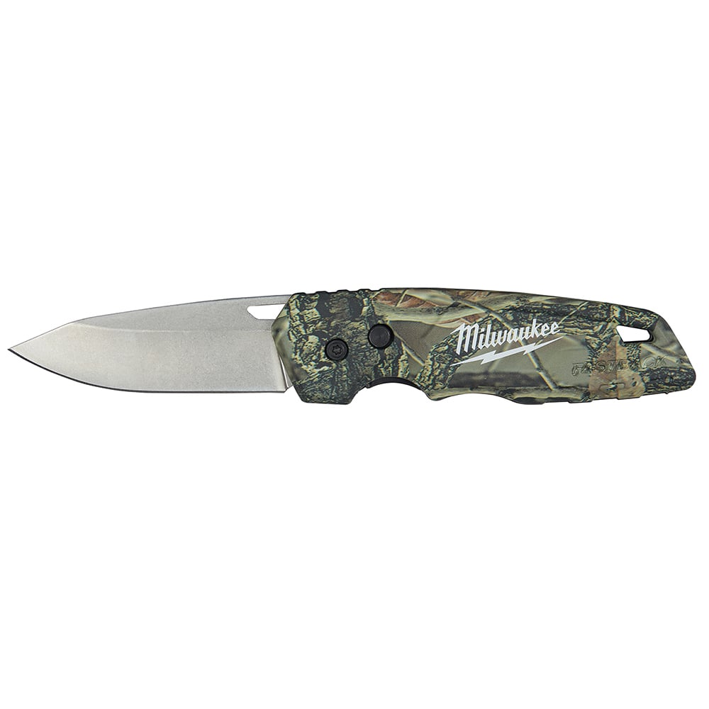 48-22-1524 Fastback Lockable Camo Folding Knife, Stainless Steel Drop Point Blade, 2.95 in L Blade