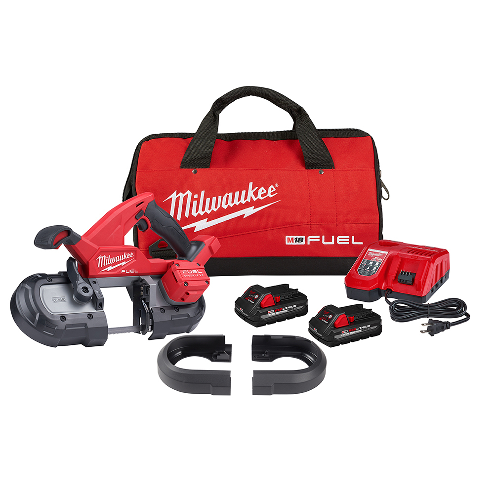 2829S-22 M18 Fuel Compact Cordless Portable Band Saw, 3-1/4 in Cutting, 35-3/8 in L Blade, 18 VDC, 3 Ah Li-Ion Battery