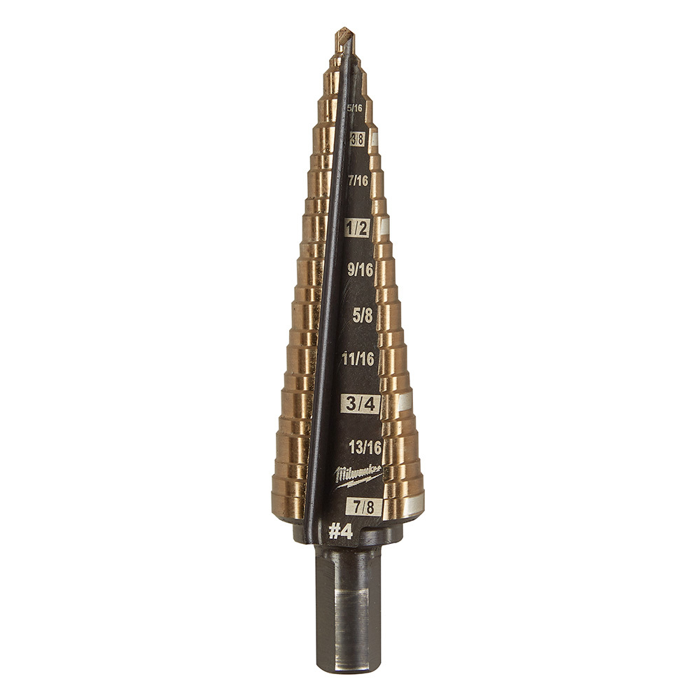48-89-9284 Single Ended Step Drill Bit, 3/16 in Dia Min Hole, 7/8 in Dia Max Hole, Bi-Metal, 3/8 in Shank