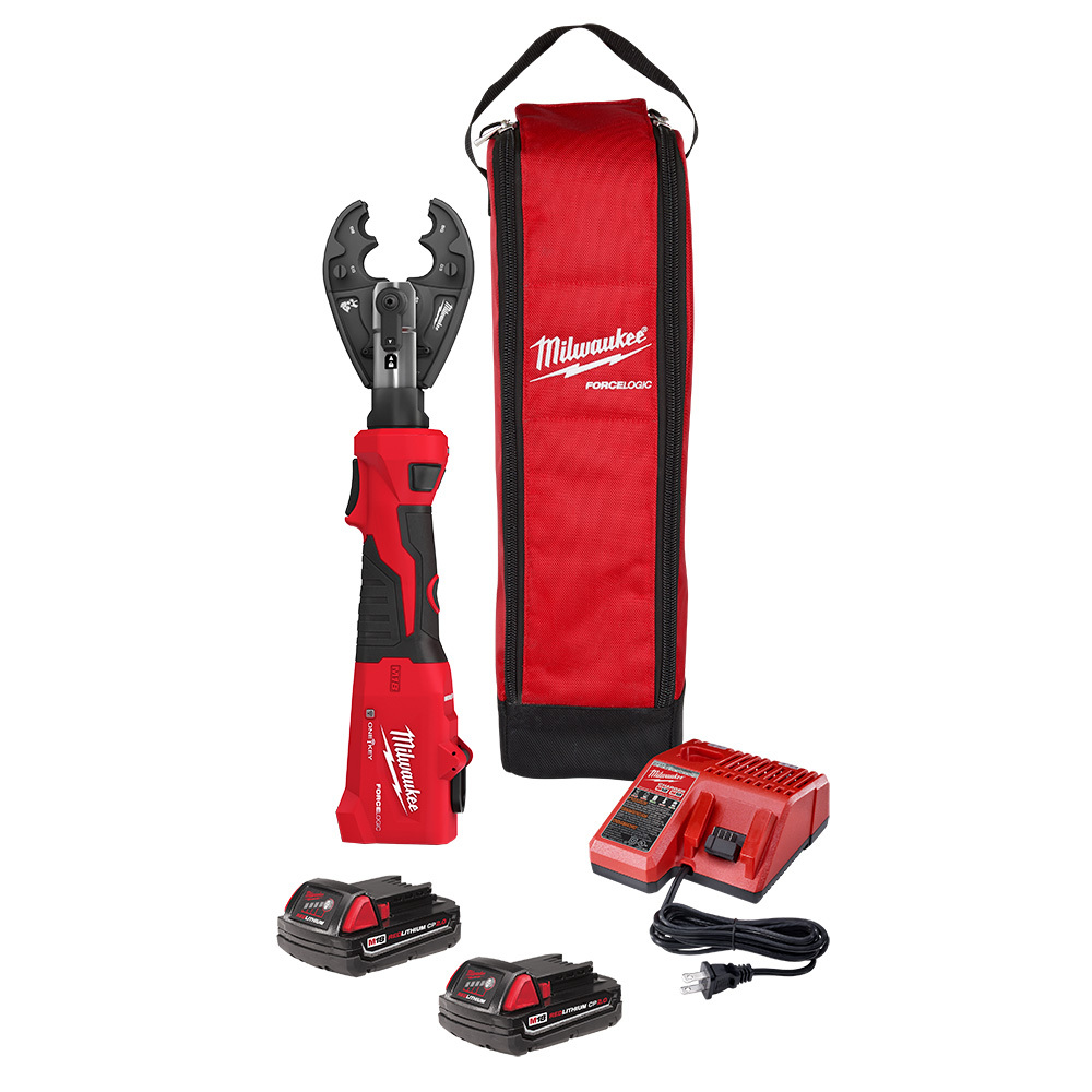 2978-22BG M18 FORCE LOGIC Cordless Linear Utility Crimper Kit, 8 AWG to 600 kcmil Crimping, 6 ton Crimping, 18 V, Li-Ion Battery, 19.9 in OAL