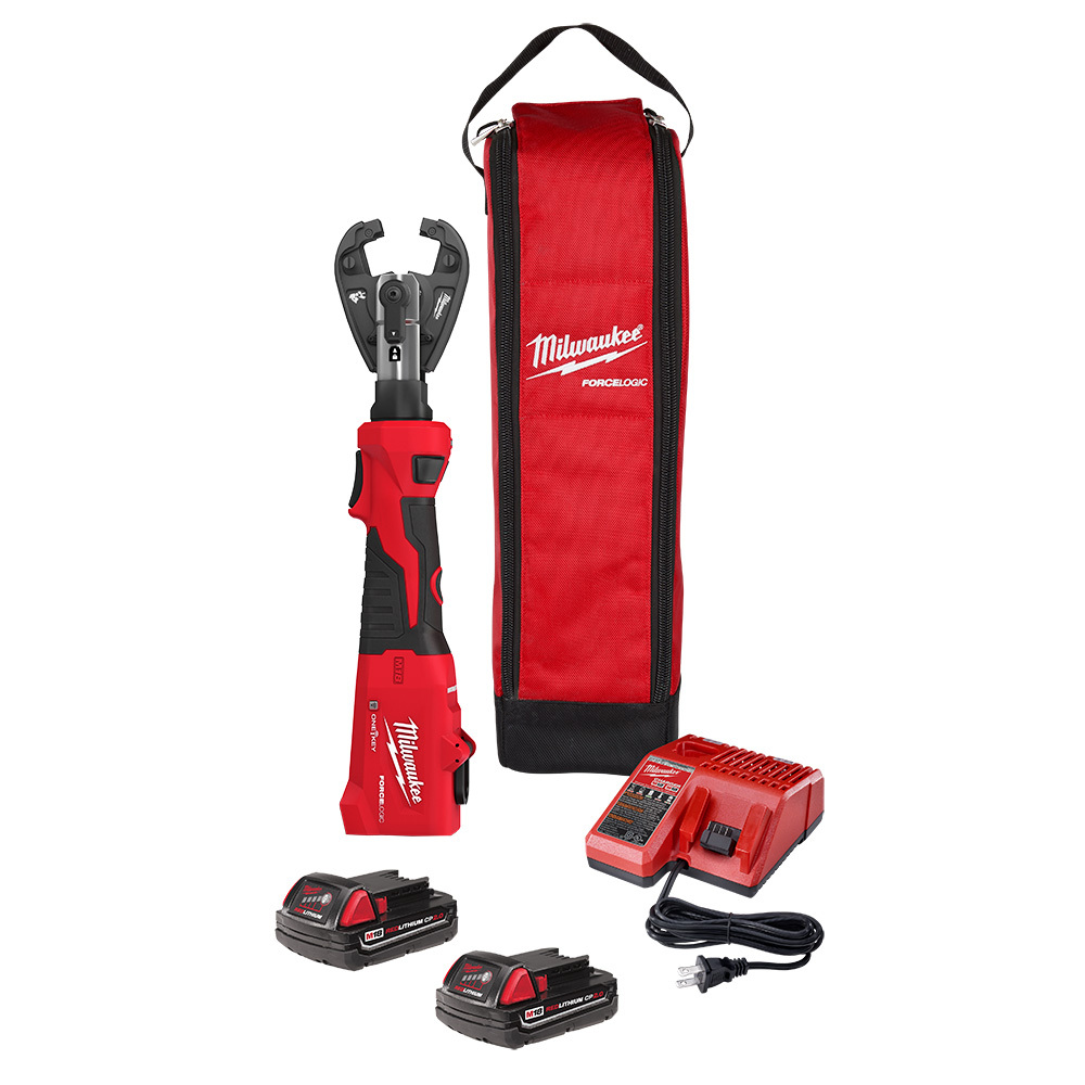 2978-22K M18 FORCE LOGIC Cordless Linear Utility Crimper Kit, 8 AWG to 600 kcmil Crimping, 6 ton Crimping, 18 V, Li-Ion Battery, 19.9 in OAL