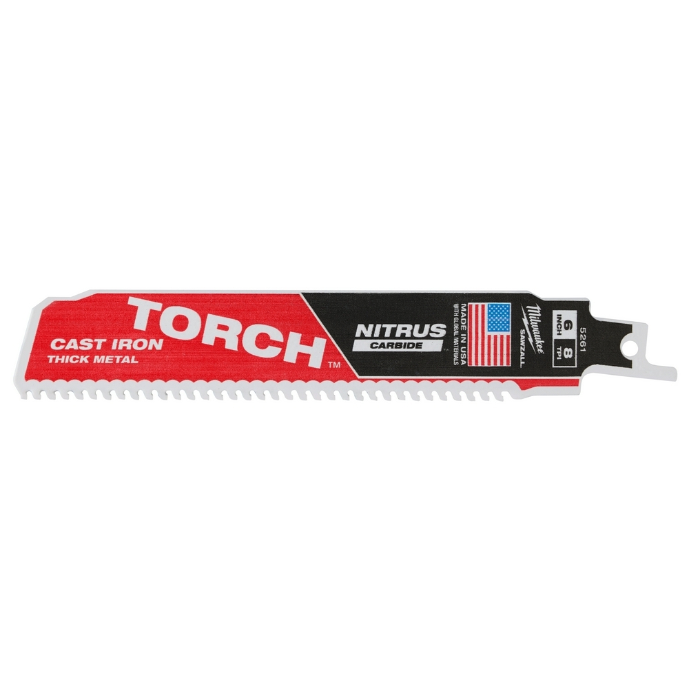 48-00-5561 Sawzall Torch Saw Blade, 6 in L x 1 in W, 7 TPI, Cast Iron Body, Universal Tang