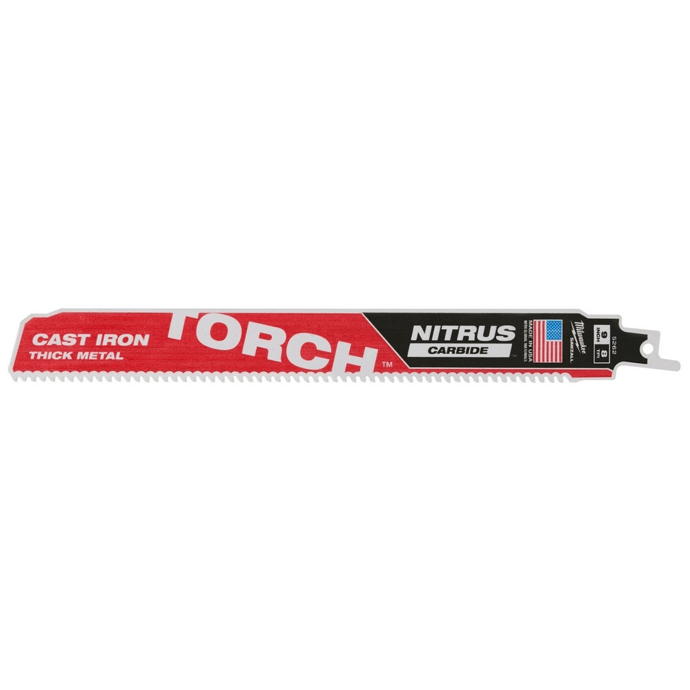 48-00-5562 Sawzall Torch Saw Blade, 9 in L x 1 in W, 7 TPI, Cast Iron Body, Universal Tang